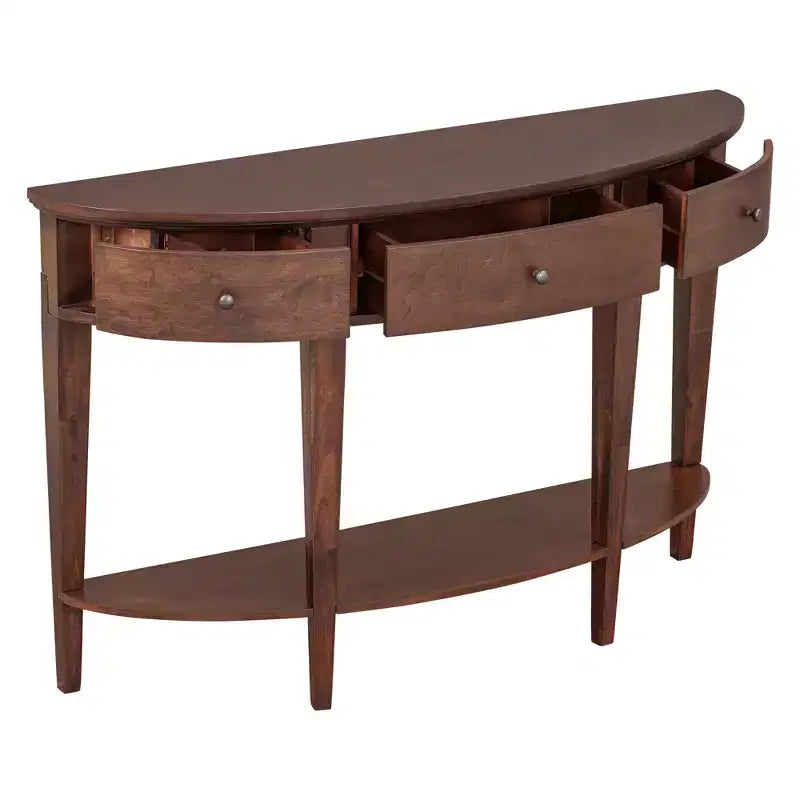 Mesa consola semicircular negra/exprés con 3 cajones y 1 estante, individual