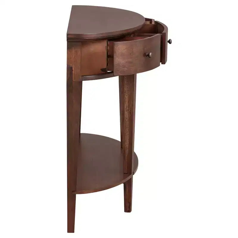 Mesa consola semicircular negra/exprés con 3 cajones y 1 estante, individual