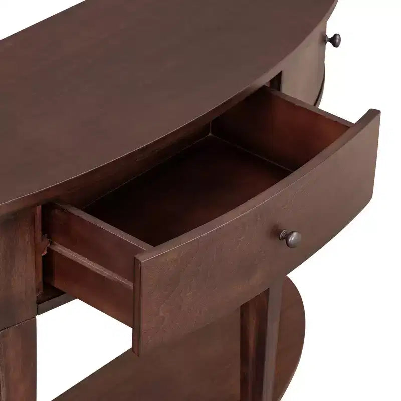 Mesa consola semicircular negra/exprés con 3 cajones y 1 estante, individual