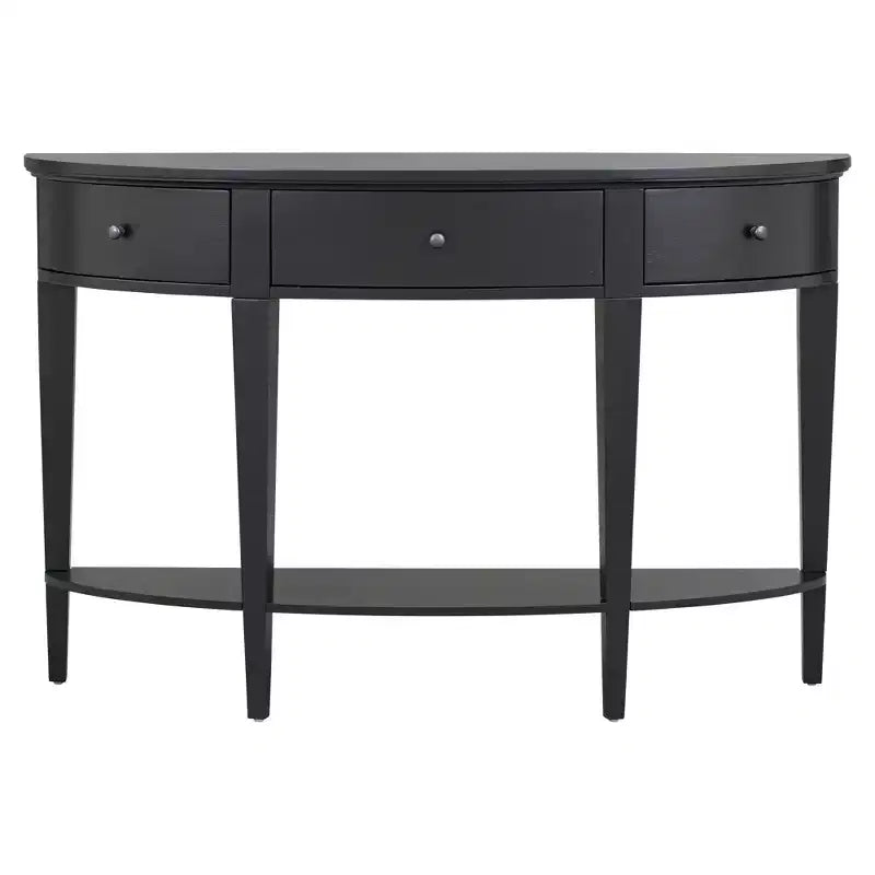Mesa consola semicircular negra/exprés con 3 cajones y 1 estante, individual