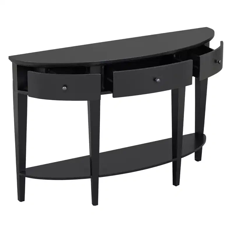 Mesa consola semicircular negra/exprés con 3 cajones y 1 estante, individual