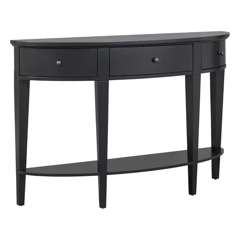 Mesa consola semicircular negra/exprés con 3 cajones y 1 estante, individual