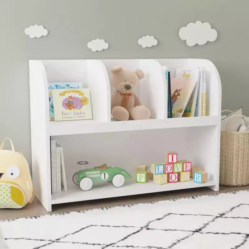 Estantería Blanca de 4 Estantes para Niños, Organizador de Almacenamiento de MDF para Niños