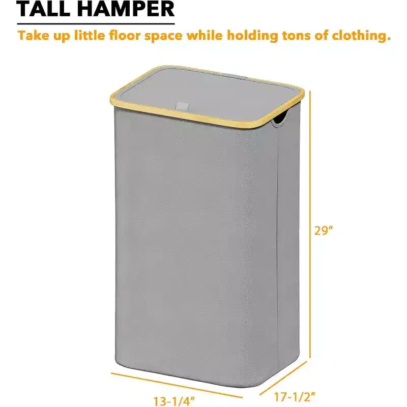 Cesto de ropa sucia plegable con tapa y asa de bambú, 110 L, 1 persona