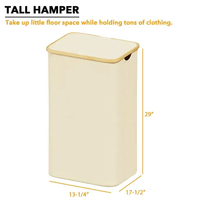 Cesto de ropa sucia plegable con tapa y asa de bambú, 110 L, 1 persona