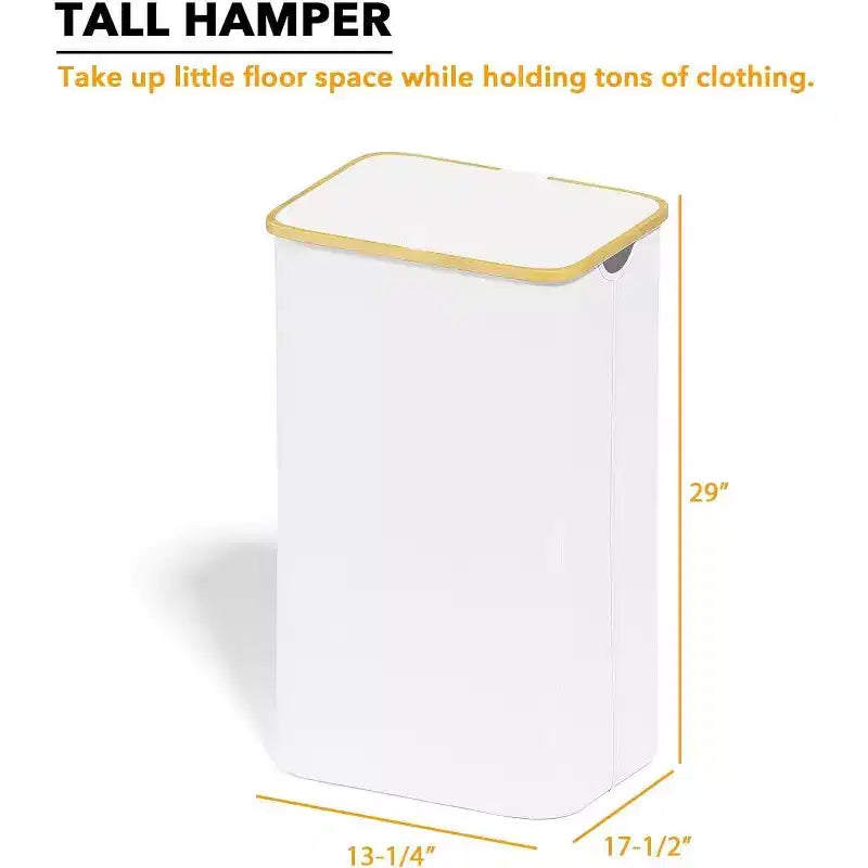 Cesto de ropa sucia plegable con tapa y asa de bambú, 110 L, 1 persona
