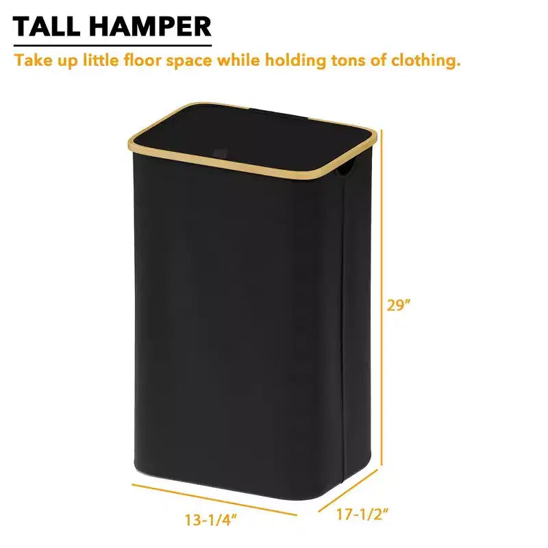 Cesto de ropa sucia plegable con tapa y asa de bambú, 110 L, 1 persona