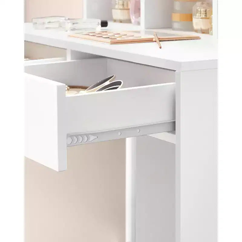 Tocador con espejo iluminado, negro / blanco nube, 1 persona