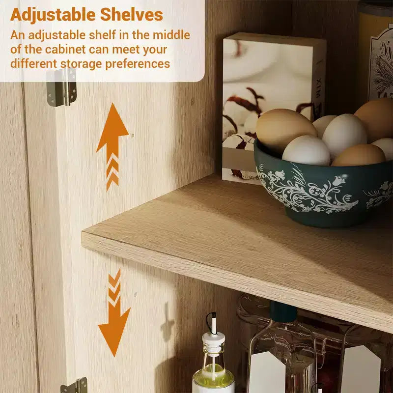 Alacena de despensa de ratán marrón natural – 4 puertas con cajón, para un usuario
