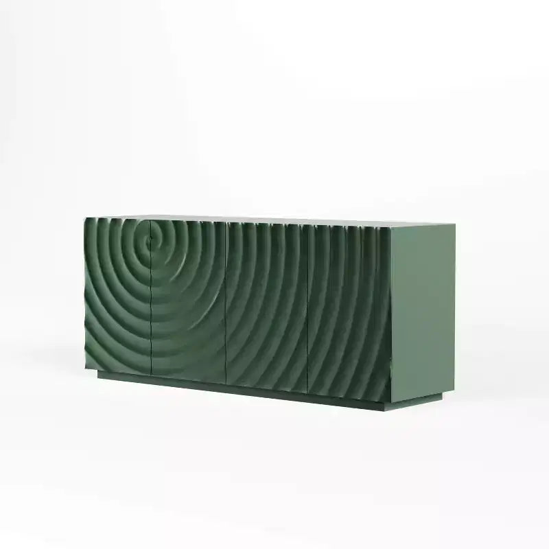 Aparador estriado azul/verde de 60" con almacenamiento de 4 puertas – Uso para adultos