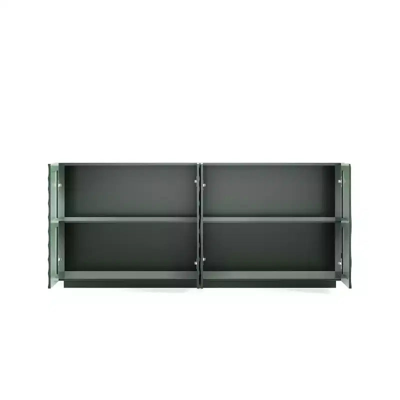 Aparador estriado azul/verde de 60" con almacenamiento de 4 puertas – Uso para adultos