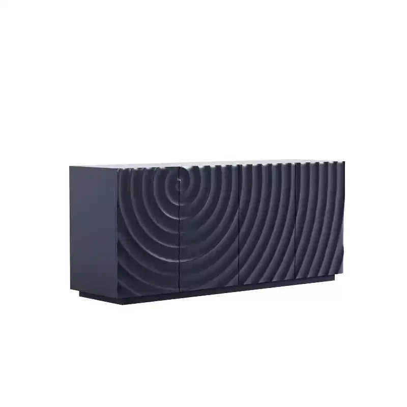 Aparador estriado azul/verde de 60" con almacenamiento de 4 puertas – Uso para adultos