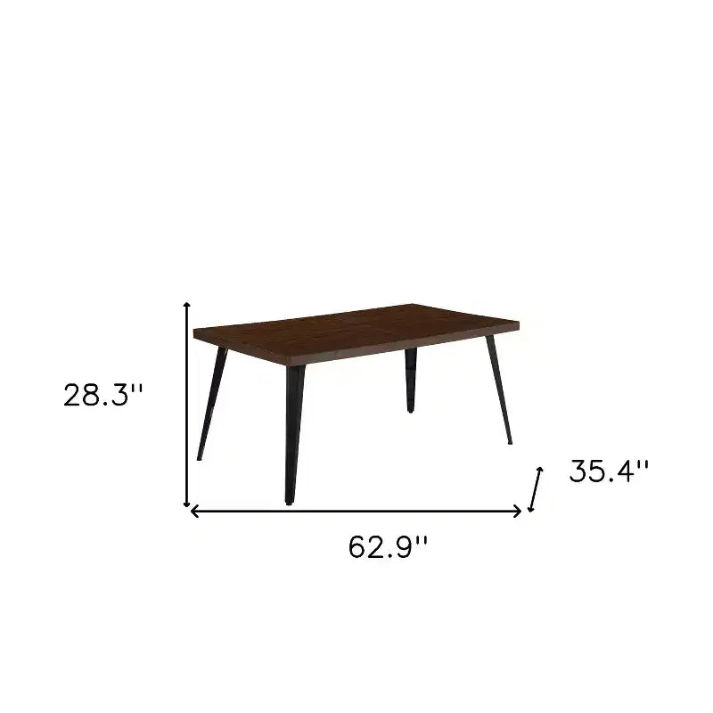 Mesa de comedor rectangular marrón oscuro y negra, para 6 personas