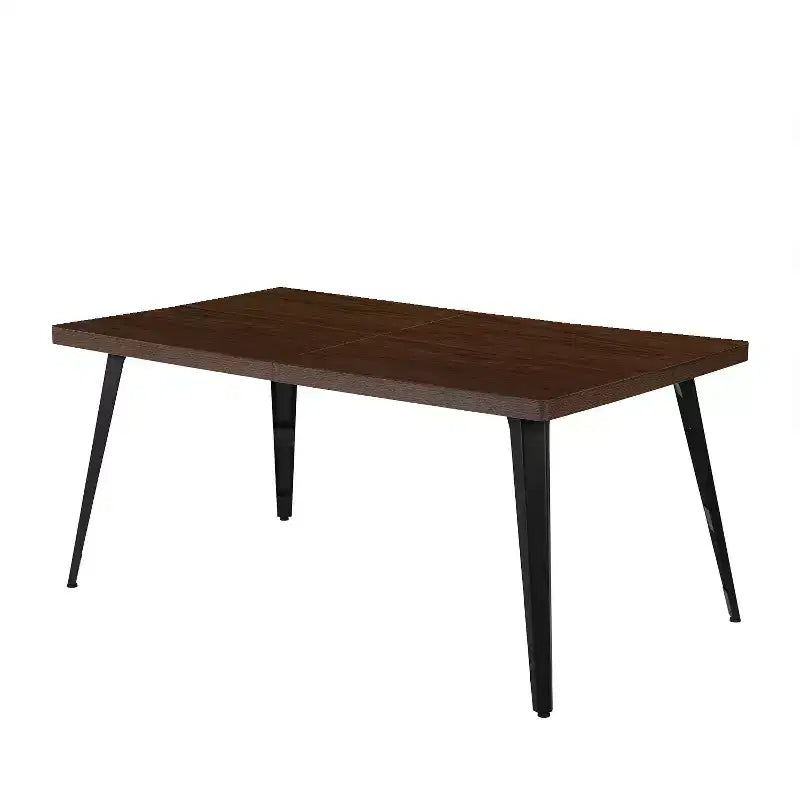 Mesa de comedor rectangular marrón oscuro y negra, para 6 personas