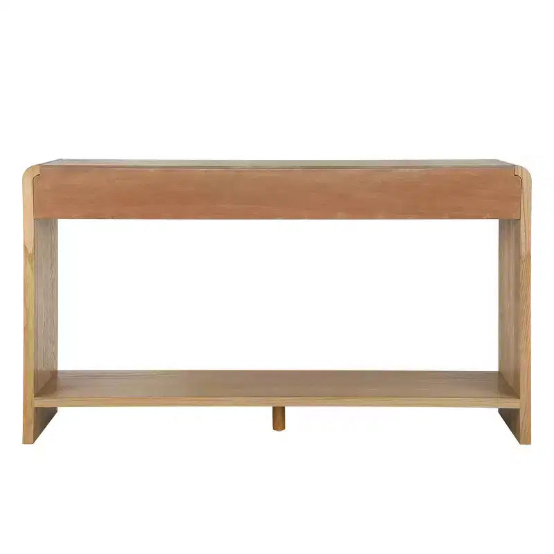 Consola de 3 cajones negra/marrón, diseño de listones verticales, 1 pieza