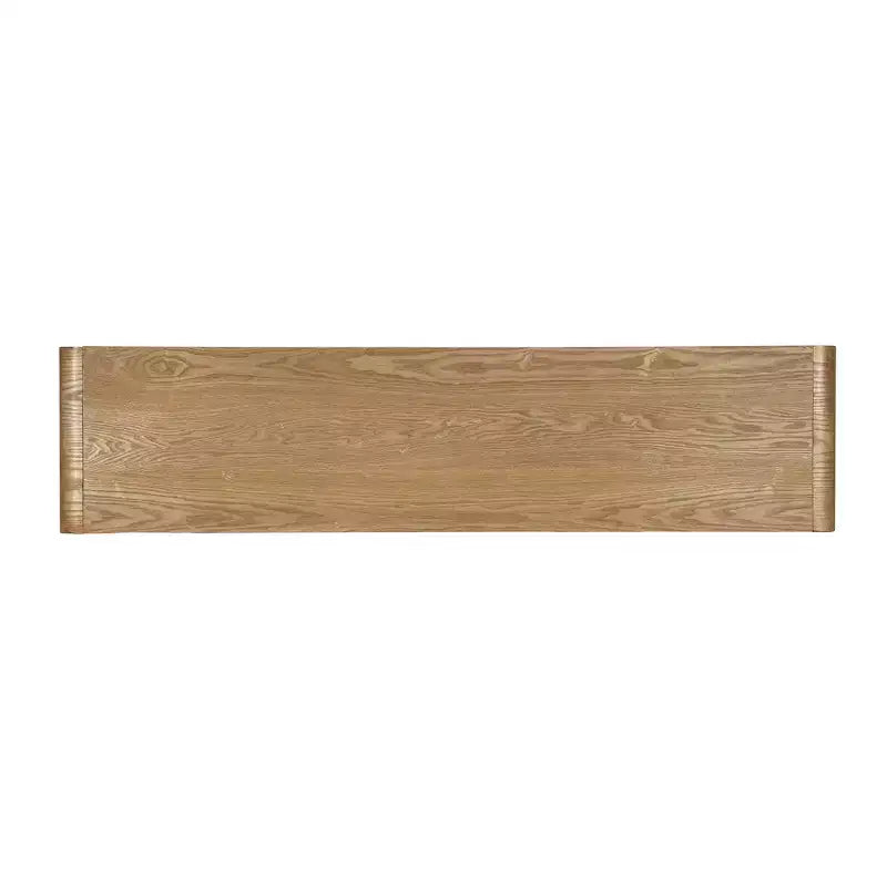 Consola de 3 cajones negra/marrón, diseño de listones verticales, 1 pieza