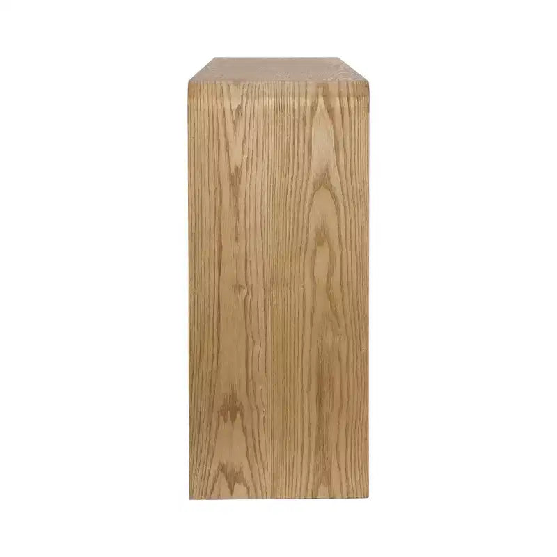 Consola de 3 cajones negra/marrón, diseño de listones verticales, 1 pieza