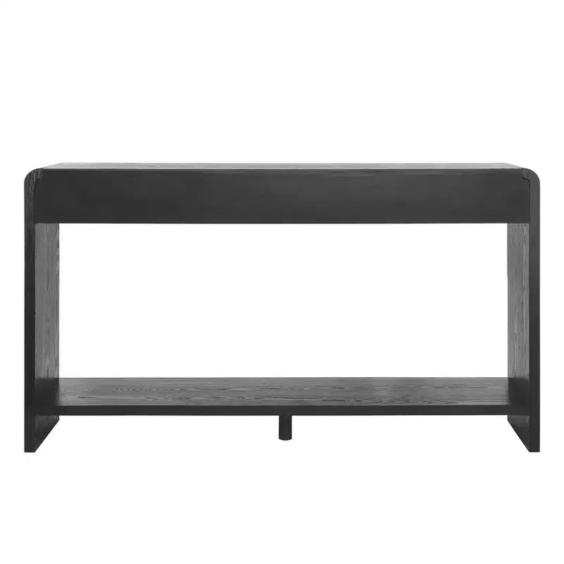 Consola de 3 cajones negra/marrón, diseño de listones verticales, 1 pieza
