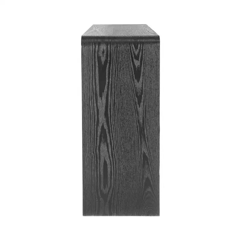 Consola de 3 cajones negra/marrón, diseño de listones verticales, 1 pieza