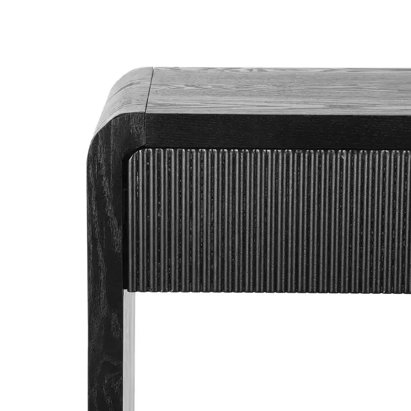 Consola de 3 cajones negra/marrón, diseño de listones verticales, 1 pieza