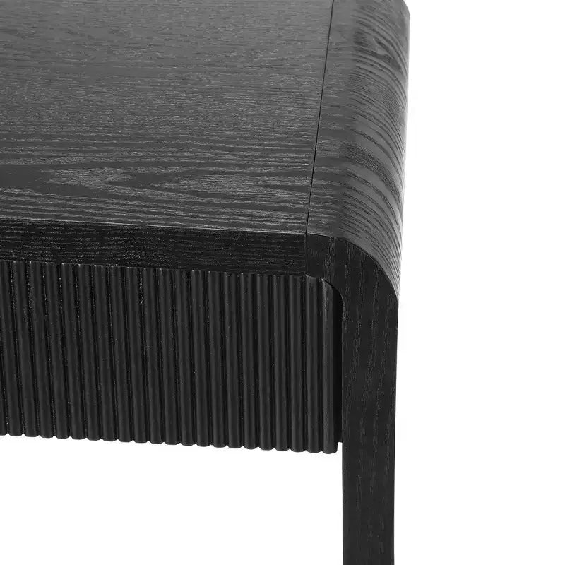 Consola de 3 cajones negra/marrón, diseño de listones verticales, 1 pieza