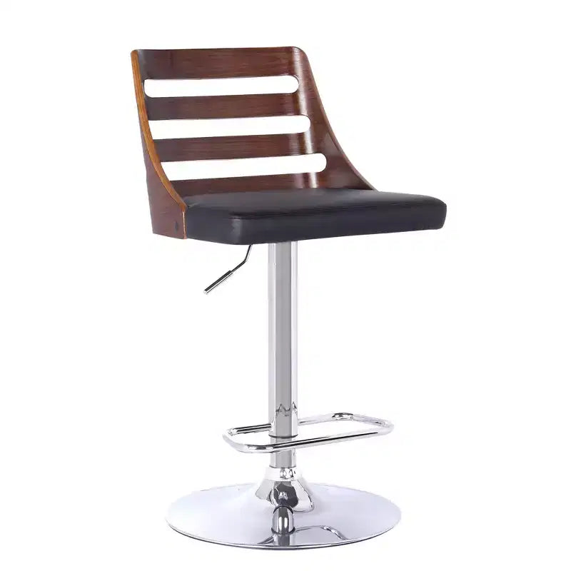 Taburete de bar giratorio de polipiel negra, altura ajustable, para 1 persona