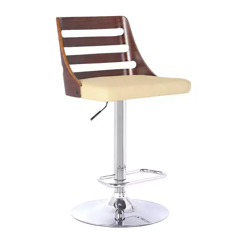 Taburete de bar giratorio de polipiel negra, altura ajustable, para 1 persona