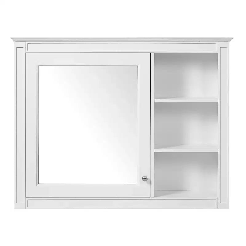 Gabinete de espejo de una puerta blanco para montar en la pared para 1 persona