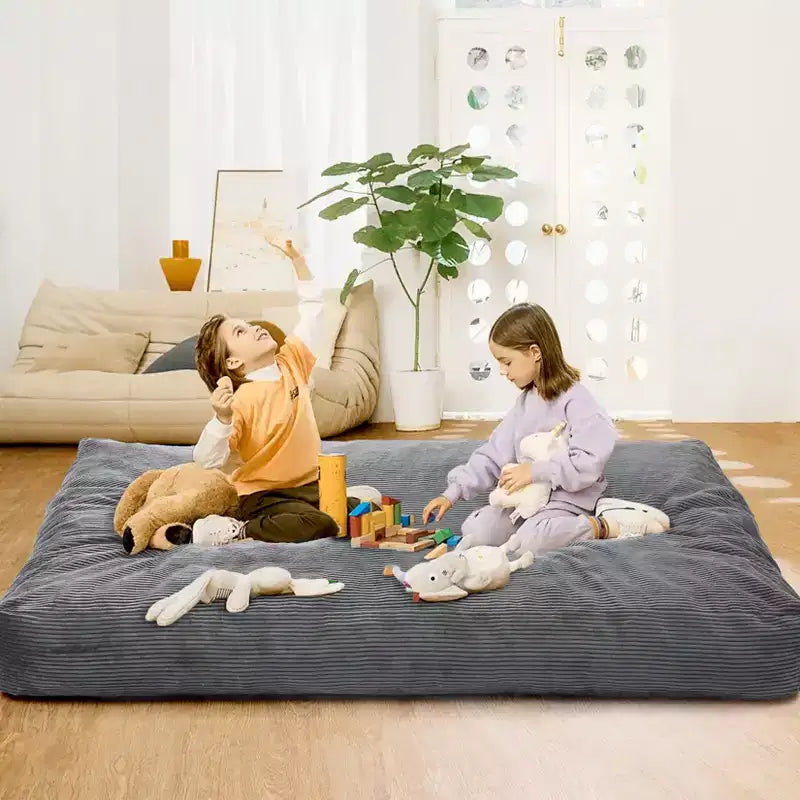 Sofá cama convertible de pana gris oscuro/gris claro, 2 asientos
