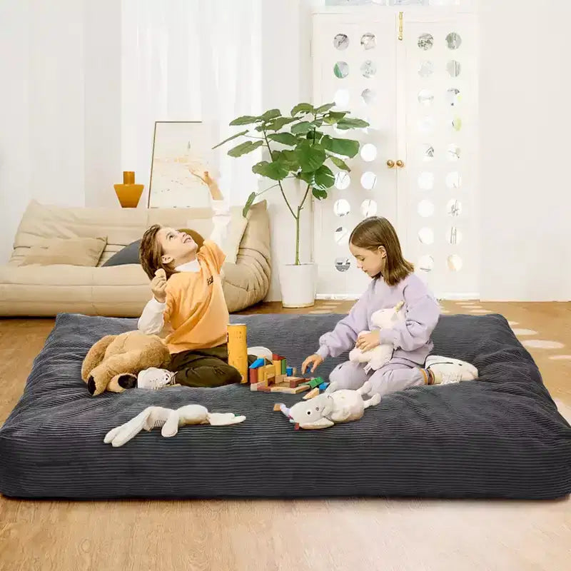 Sofá cama convertible de pana gris oscuro/gris claro, 2 asientos
