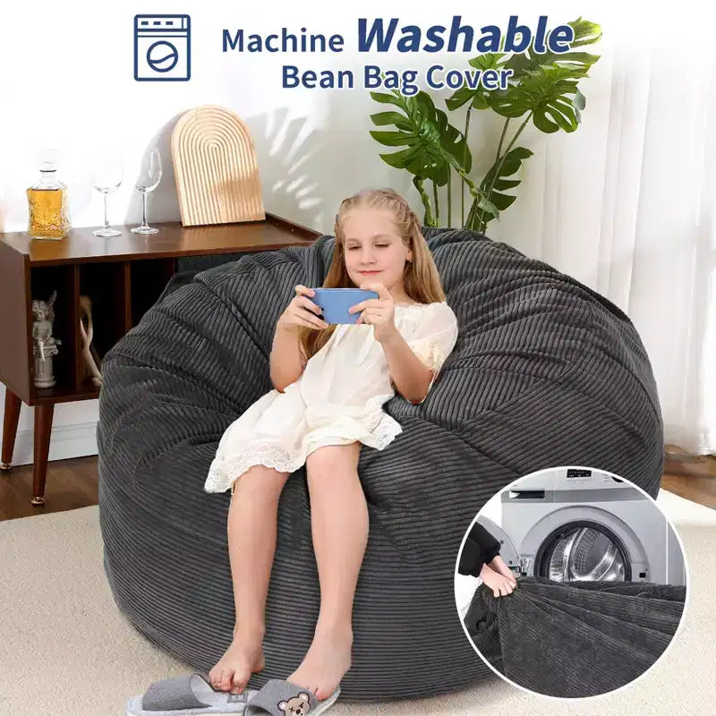 Sofá cama convertible de pana gris oscuro/gris claro, 2 asientos