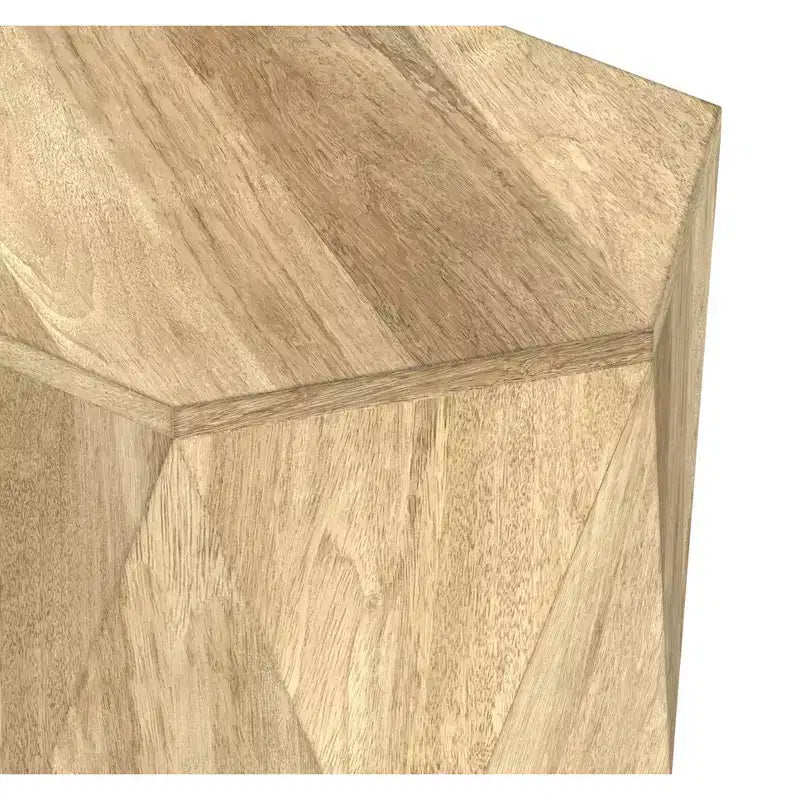 Mesa auxiliar hexagonal de madera maciza, gris ceniza/natural, individual