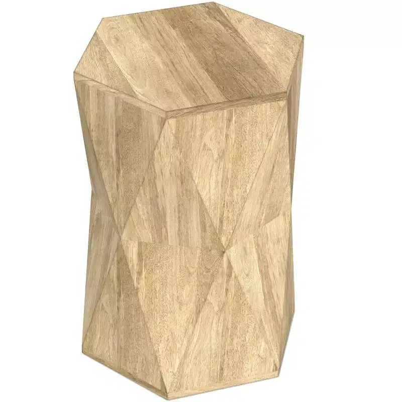 Mesa auxiliar hexagonal de madera maciza, gris ceniza/natural, individual