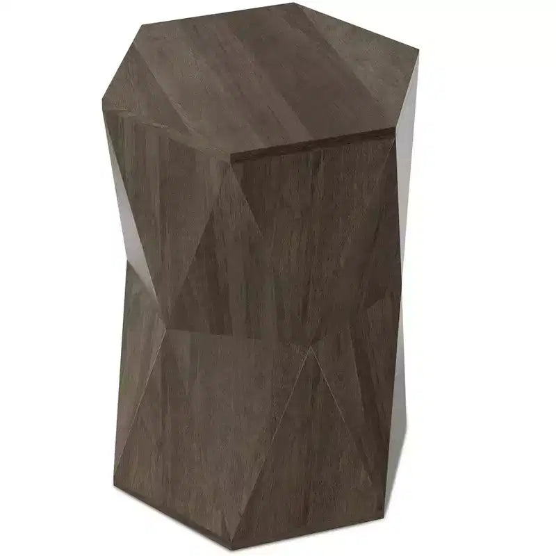 Mesa auxiliar hexagonal de madera maciza, gris ceniza/natural, individual