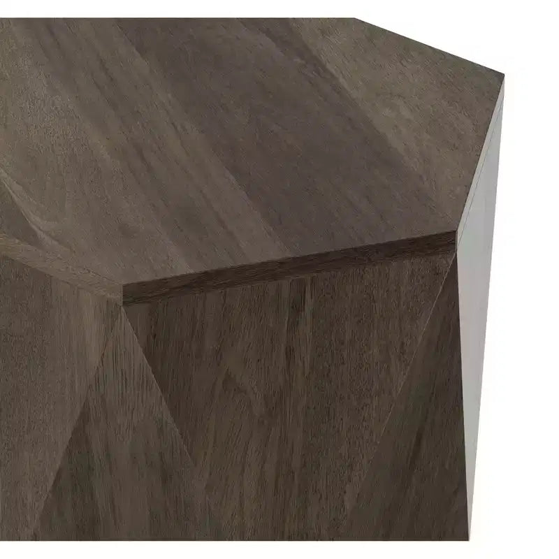 Mesa auxiliar hexagonal de madera maciza, gris ceniza/natural, individual