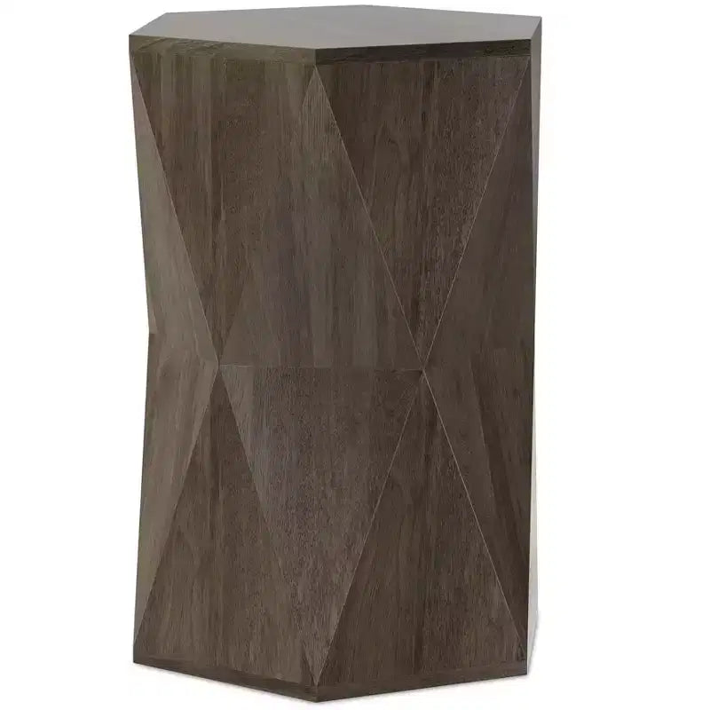 Mesa auxiliar hexagonal de madera maciza, gris ceniza/natural, individual