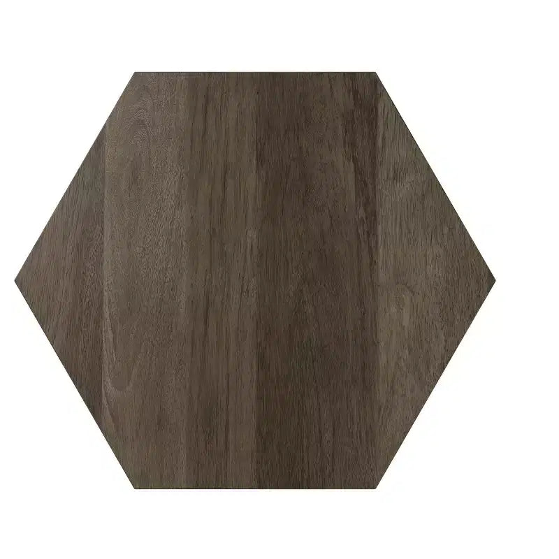 Mesa auxiliar hexagonal de madera maciza, gris ceniza/natural, individual