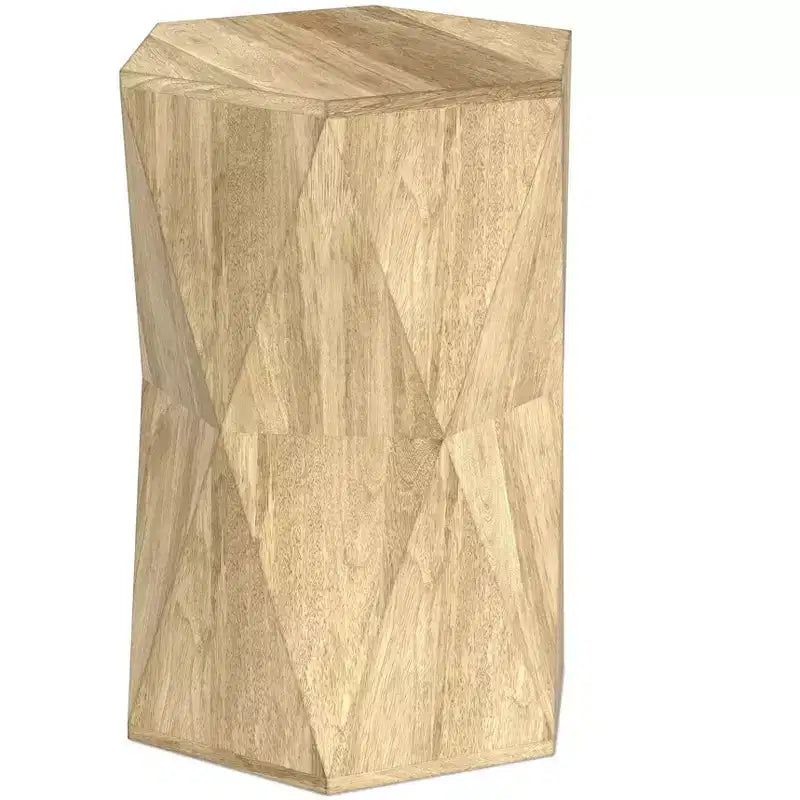 Mesa auxiliar hexagonal de madera maciza, gris ceniza/natural, individual