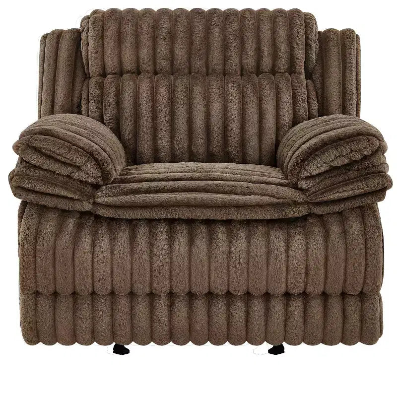 Reclinable manual de pana color chocolate/gris, de un asiento
