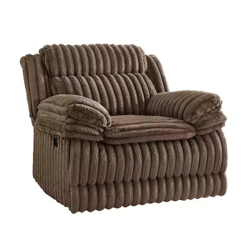 Reclinable manual de pana color chocolate/gris, de un asiento