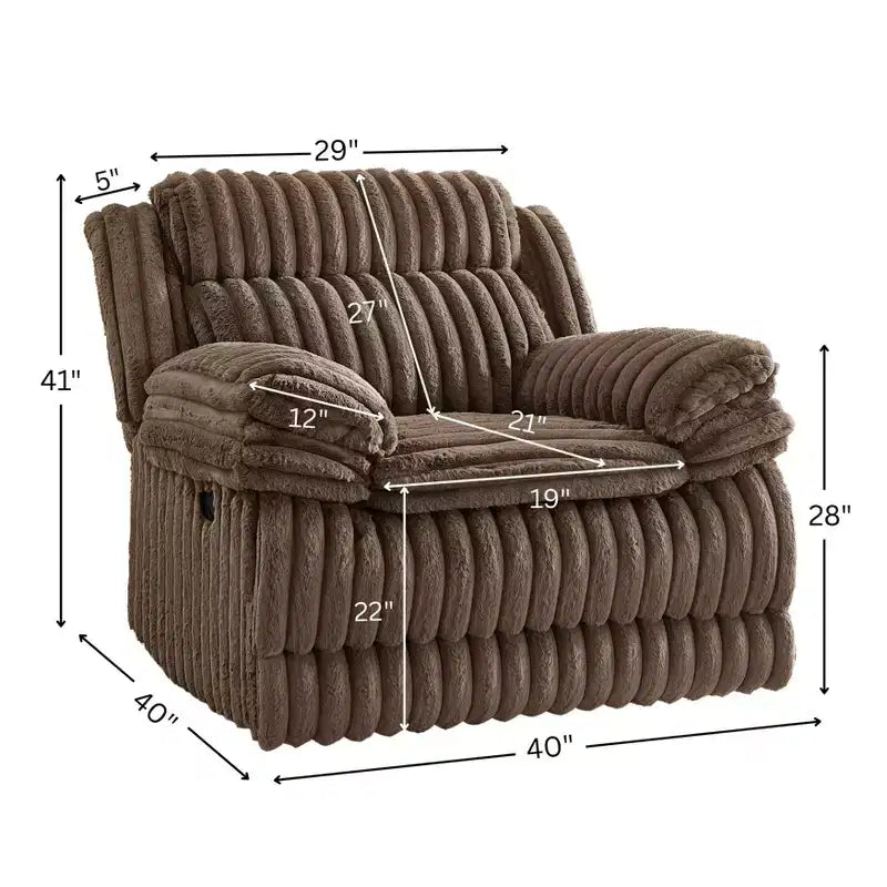 Reclinable manual de pana color chocolate/gris, de un asiento