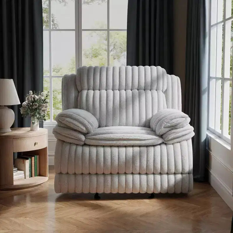 Reclinable manual de pana color chocolate/gris, de un asiento