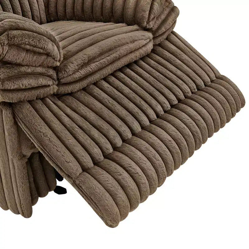 Reclinable manual de pana color chocolate/gris, de un asiento