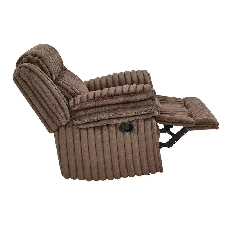 Reclinable manual de pana color chocolate/gris, de un asiento