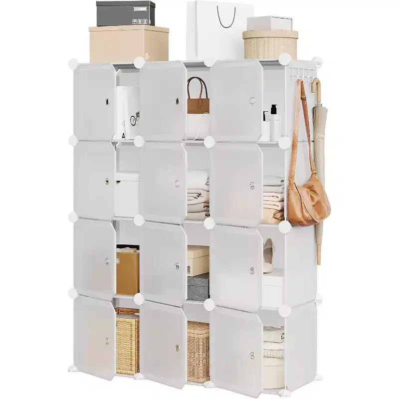 9-Cube PVC Storage Organizer, Modular Shelf Unit with Easy Assembly for Bedroom & Living Room, Gray