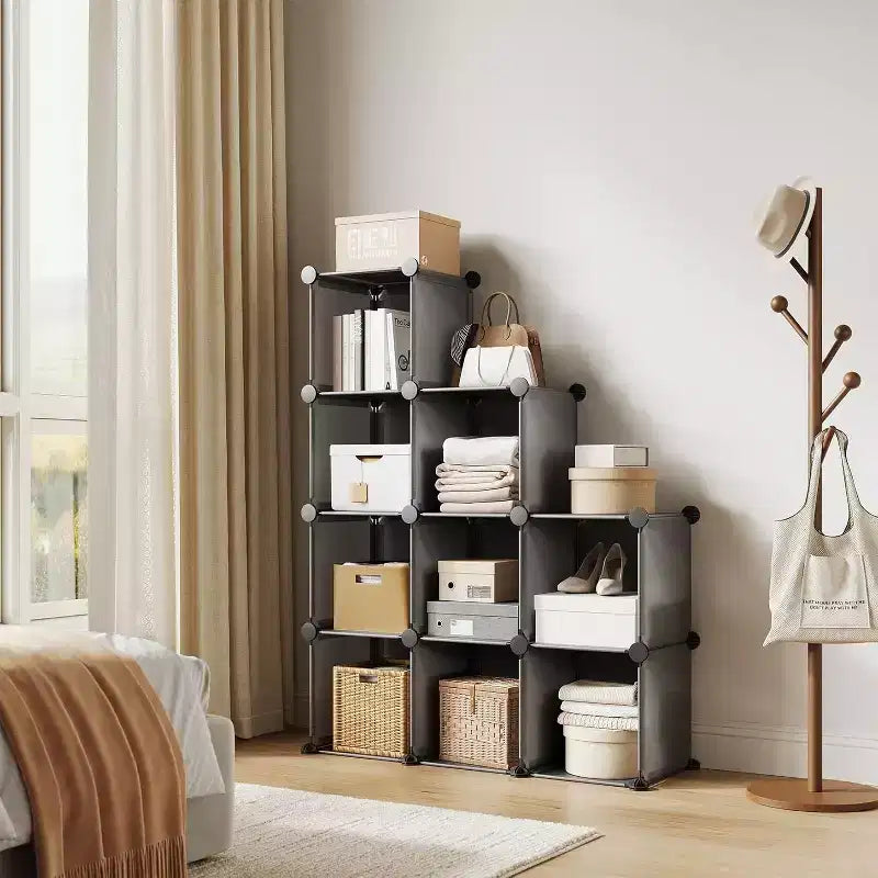 Estantería modular de 9 cubos, gris – Individual, PVC