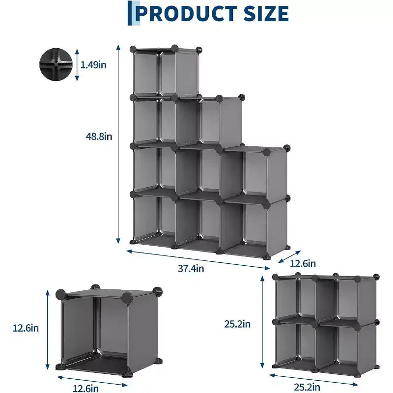 Estantería modular de 9 cubos, gris – Individual, PVC