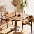 47.24 Round Dining Table Stainless Steel Base Wood Top Pedestal Kitchen Table for 4 People Modern Circle Desk Gaoyangjiaju