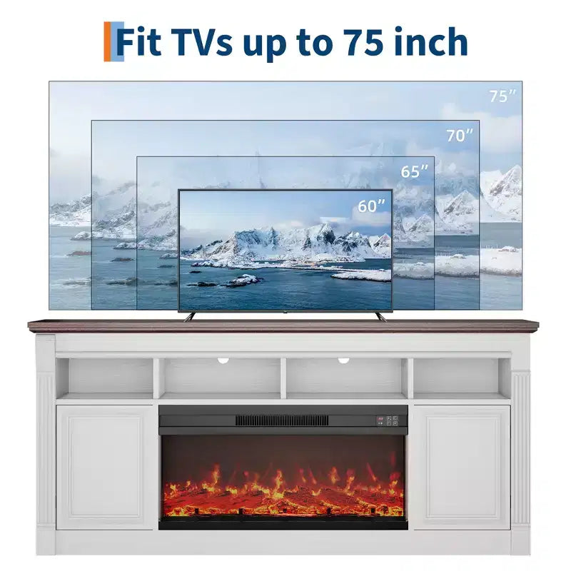 Mueble de TV de estilo rústico para televisores de hasta 75", consola multimedia con estantes abiertos (negro/marrón/gris/blanco)