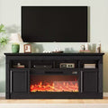 Mueble de TV de estilo rústico para televisores de hasta 75", consola multimedia con estantes abiertos (negro/marrón/gris/blanco)